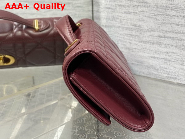 Dior Miss Caro Top Handle Pouch in Burgundy Macrocannage Lambskin Replica