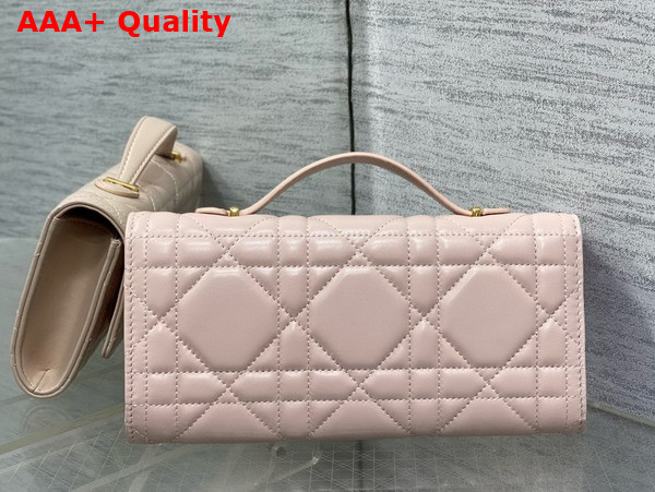 Dior Miss Caro Top Handle Pouch in Powder Pink Macrocannage Lambskin Replica