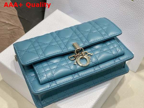 Dior Miss Dior Chain Pouch in Cloud Blue Cannage Lambskin Replica