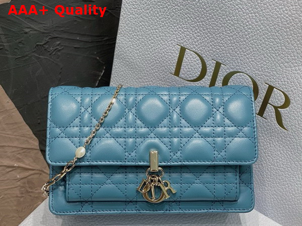 Dior Miss Dior Chain Pouch in Cloud Blue Cannage Lambskin Replica