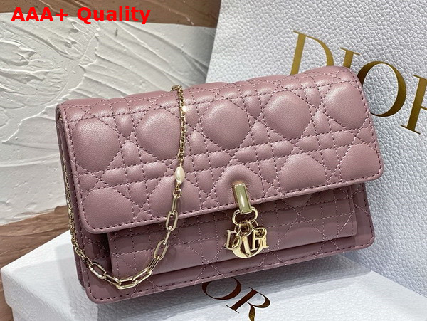 Dior Miss Dior Chain Pouch in Nude Pink Cannage Lambskin Replica