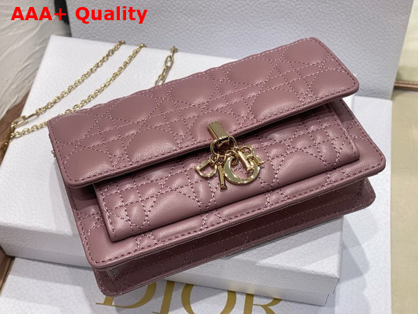 Dior Miss Dior Chain Pouch in Nude Pink Cannage Lambskin Replica