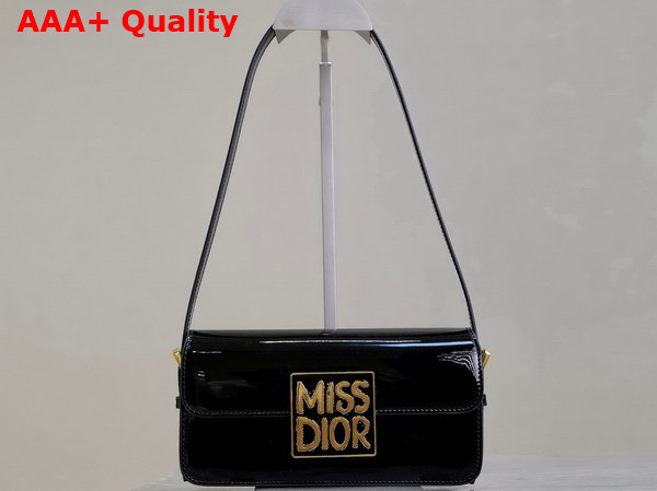 Dior Miss Dior Flap Bag Black Patent Calfskin Replica