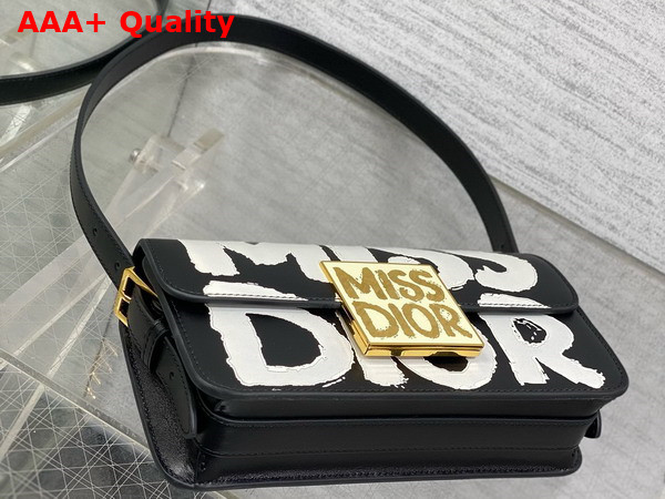 Dior Miss Dior Flap Bag Black and White Miss Dior Graffiti Printed Calfskin Replica