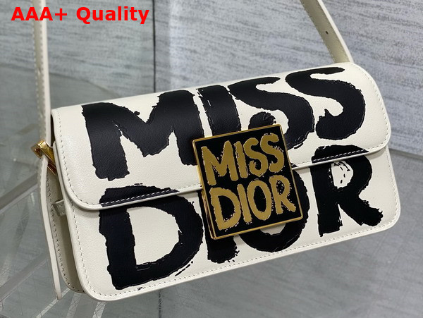 Dior Miss Dior Flap Bag White and Black Miss Dior Graffiti Printed Calfskin Replica