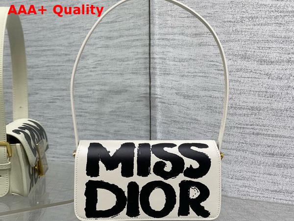 Dior Miss Dior Flap Bag White and Black Miss Dior Graffiti Printed Calfskin Replica