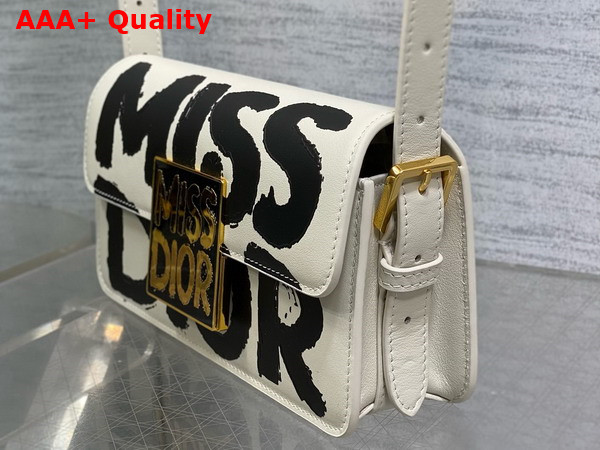 Dior Miss Dior Flap Bag White and Black Miss Dior Graffiti Printed Calfskin Replica