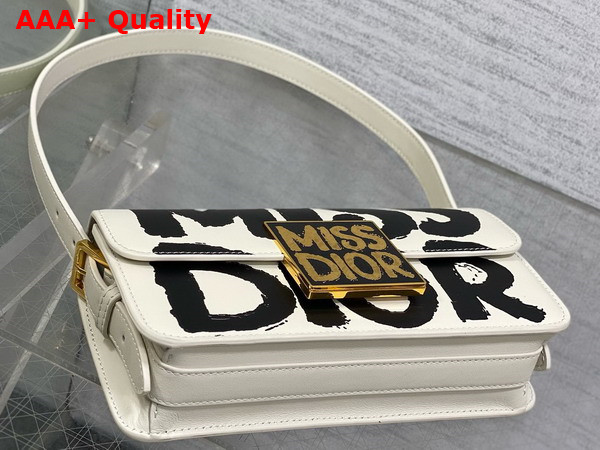 Dior Miss Dior Flap Bag White and Black Miss Dior Graffiti Printed Calfskin Replica