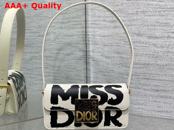 Dior Miss Dior Flap Bag White and Black Miss Dior Graffiti Printed Calfskin Replica