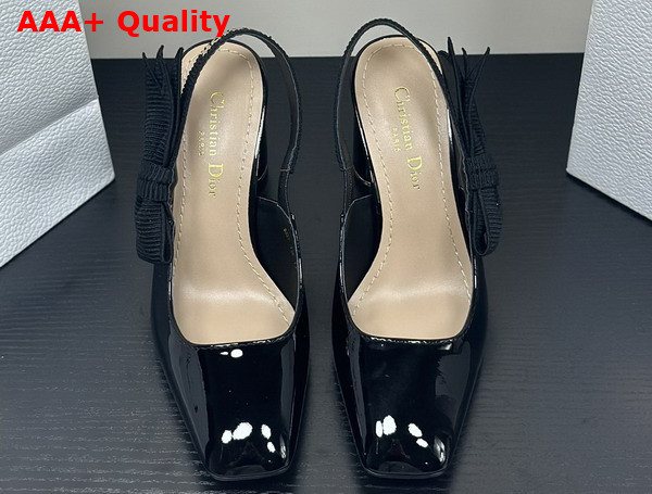 Dior Miss Dior Paris Slingback Pump in Black Patent Calfskin Replica