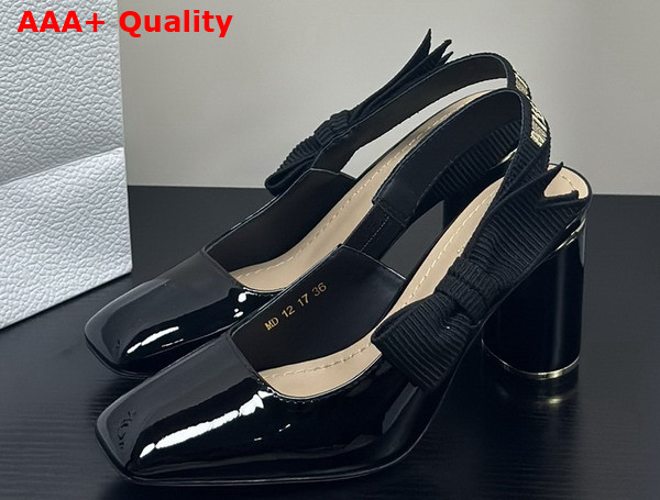 Dior Miss Dior Paris Slingback Pump in Black Patent Calfskin Replica