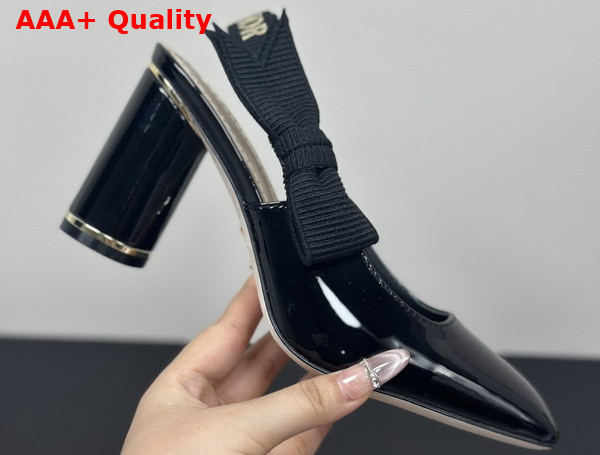 Dior Miss Dior Paris Slingback Pump in Black Patent Calfskin Replica