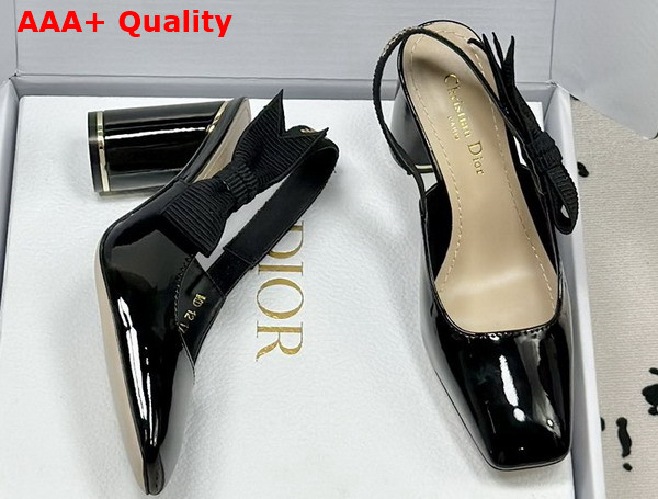 Dior Miss Dior Paris Slingback Pump in Black Patent Calfskin Replica