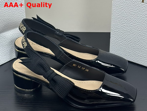 Dior Miss Dior Paris Slingback Pump in Black Patent Calfskin Replica