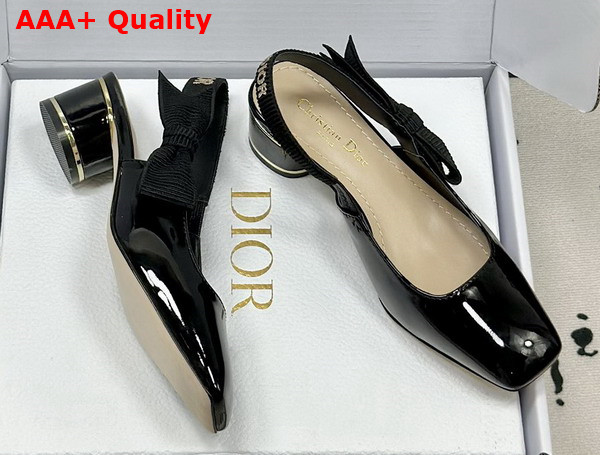 Dior Miss Dior Paris Slingback Pump in Black Patent Calfskin Replica