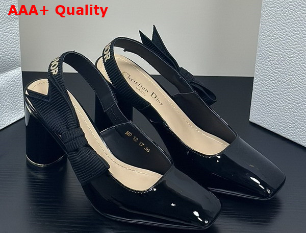 Dior Miss Dior Paris Slingback Pump in Black Patent Calfskin Replica