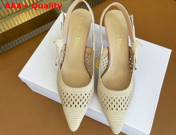 Dior Moi Slingback Pump Beige Mesh Cannage Embroidery Replica