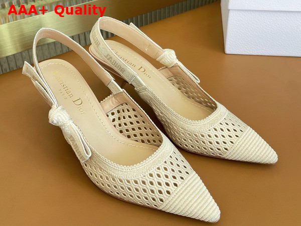 Dior Moi Slingback Pump Beige Mesh Cannage Embroidery Replica