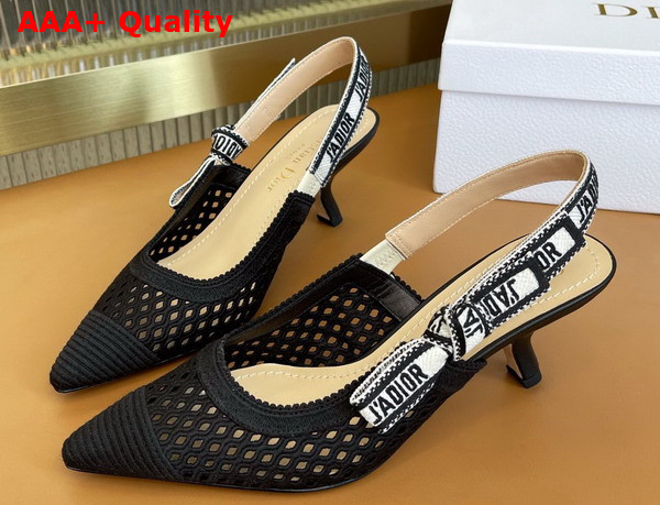 Dior Moi Slingback Pump Black Mesh Cannage Embroidery Replica