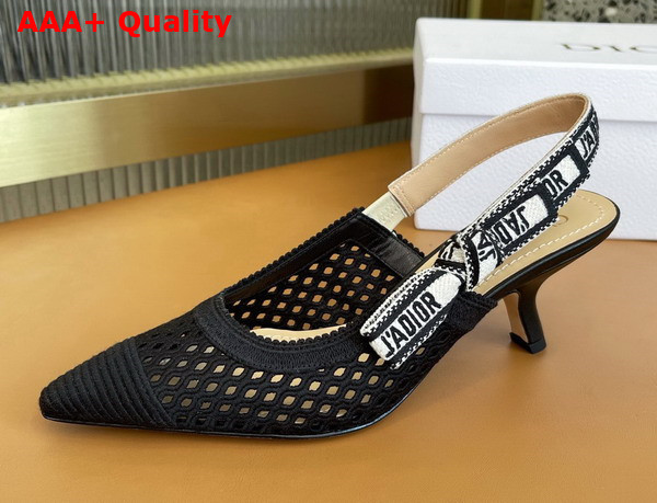 Dior Moi Slingback Pump Black Mesh Cannage Embroidery Replica