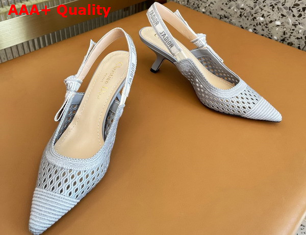 Dior Moi Slingback Pump Gray Mesh Cannage Embroidery Replica