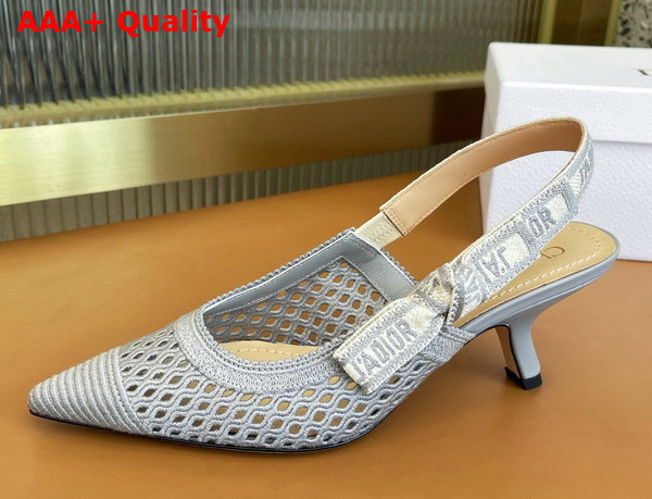 Dior Moi Slingback Pump Gray Mesh Cannage Embroidery Replica