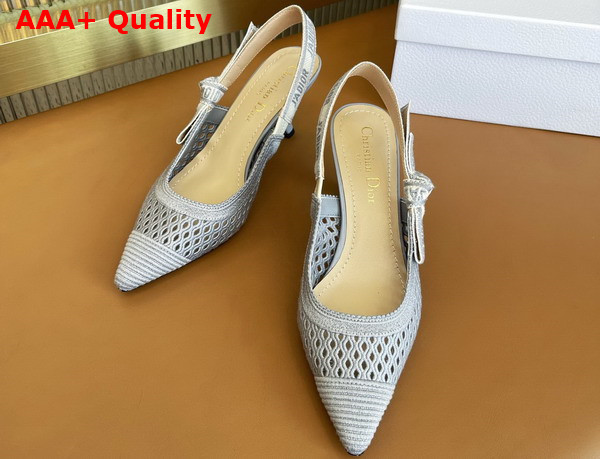 Dior Moi Slingback Pump Gray Mesh Cannage Embroidery Replica