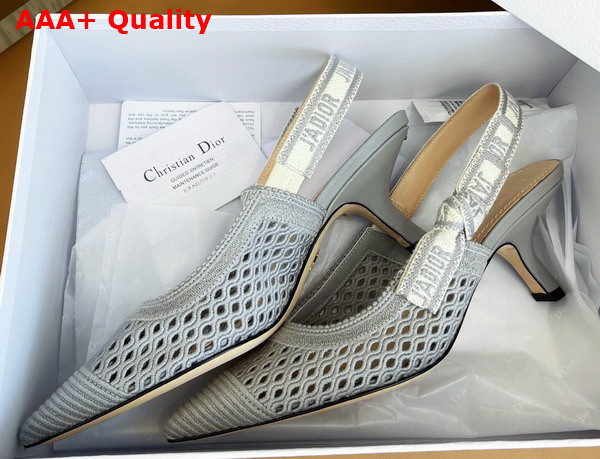 Dior Moi Slingback Pump Gray Mesh Cannage Embroidery Replica