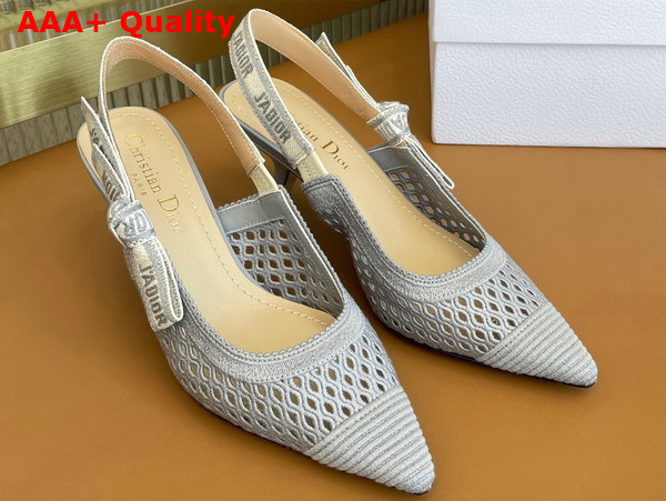 Dior Moi Slingback Pump Gray Mesh Cannage Embroidery Replica