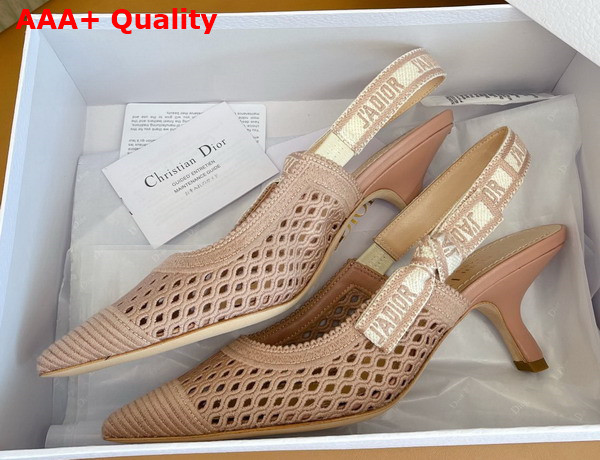 Dior Moi Slingback Pump Pink Mesh Cannage Embroidery Replica