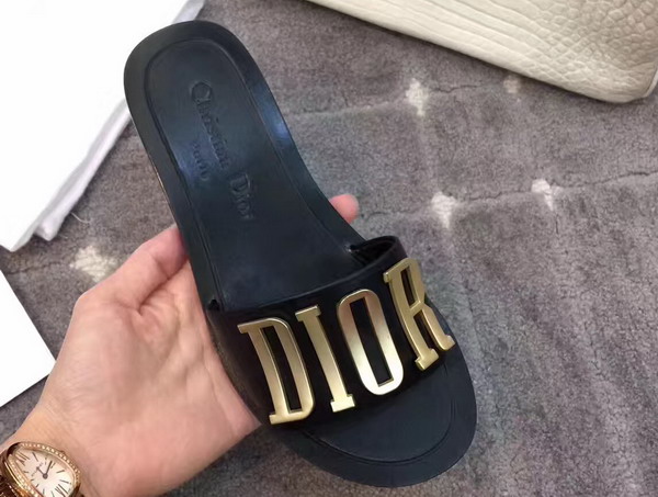 Dior Mule in Black Calfskin Leather with Gold Tone Metallic DIOR For Sale