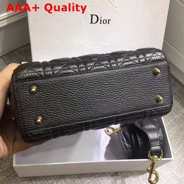 Dior My Lady Dior Bag with Leather Shoulder Strap Black Grained Calfskin Replica