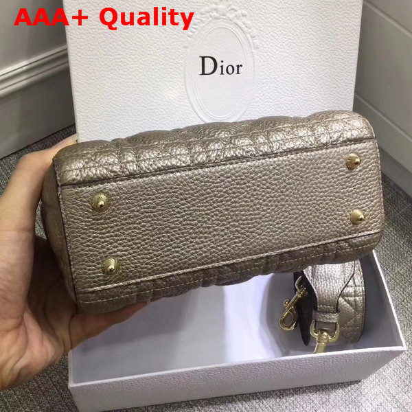 Dior My Lady Dior Bag with Leather Shoulder Strap Metallic Gold Grained Calfskin Replica