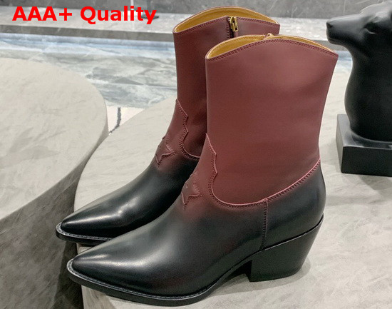 Dior New Ankle Boots in Black Calfskin with Burgundy Gradient Effect Replica