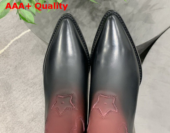 Dior New Ankle Boots in Black Calfskin with Burgundy Gradient Effect Replica