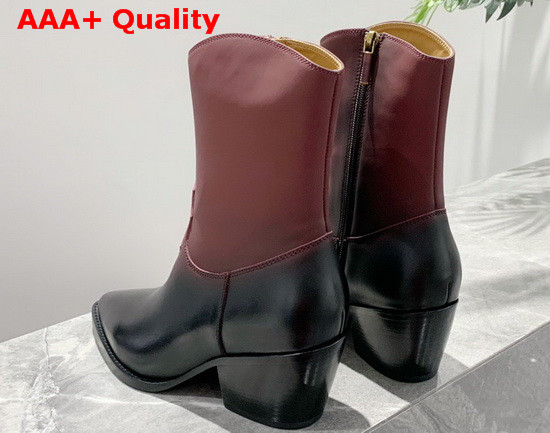 Dior New Ankle Boots in Black Calfskin with Burgundy Gradient Effect Replica