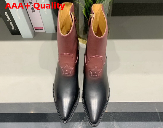 Dior New Ankle Boots in Black Calfskin with Burgundy Gradient Effect Replica