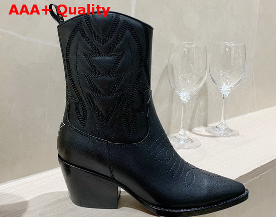 Dior New Ankle Boots in Black Embroidered Calfskin Replica