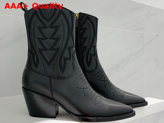 Dior New Ankle Boots in Black Embroidered Calfskin Replica