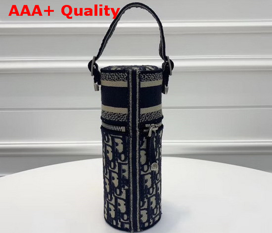 Dior Oblique Bottle Holder in Blue Dior Oblique Embroidered Canvas Replica