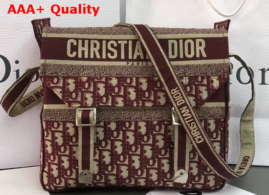 Dior Oblique Diorcamp Messenger Bag in Burgundy Replica