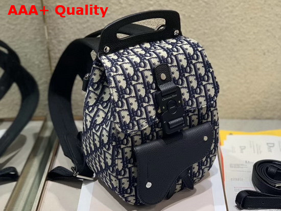 Dior Oblique Jacquard Mini Saddle Backpack in Navy Blue Replica