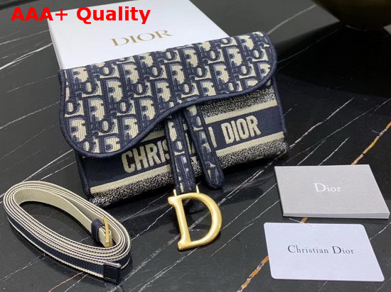 Dior Oblique Saddle Clutch in Blue Replica