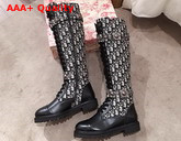 Dior Oblique and Black Calfskin Knee Boot with Medallions Replica