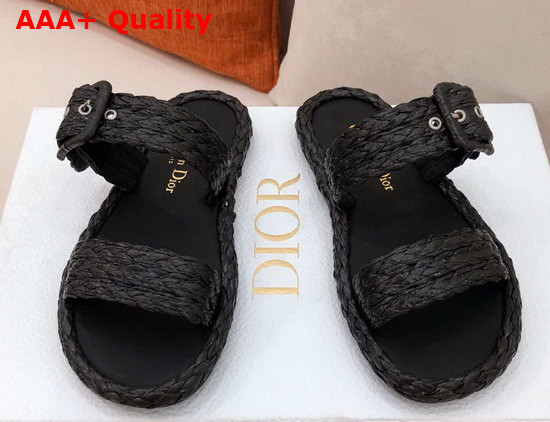 Dior Ocean Slide Black Braided Raffia Replica