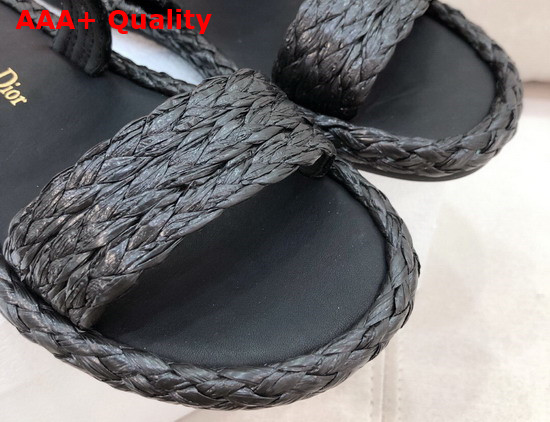 Dior Ocean Slide Black Braided Raffia Replica