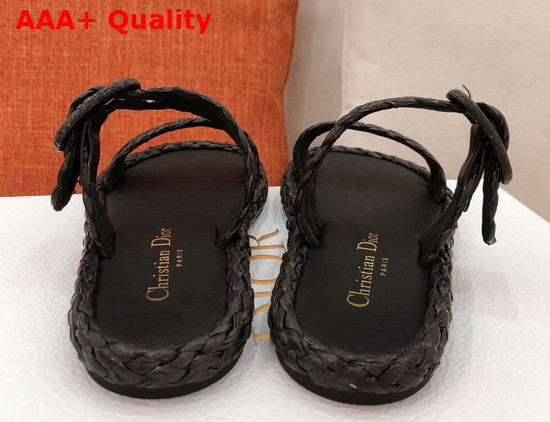 Dior Ocean Slide Black Braided Raffia Replica