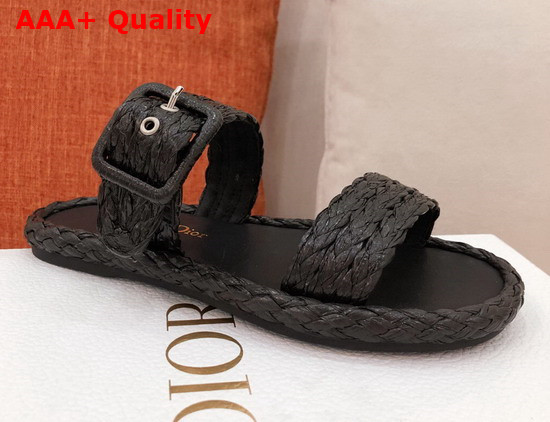 Dior Ocean Slide Black Braided Raffia Replica