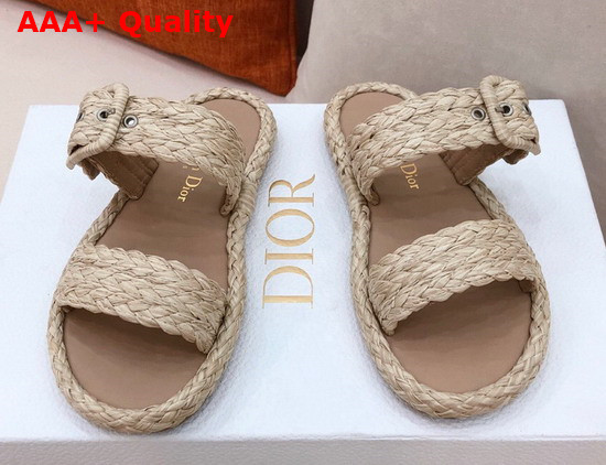 Dior Ocean Slide Jute Colored Braided Raffia Replica