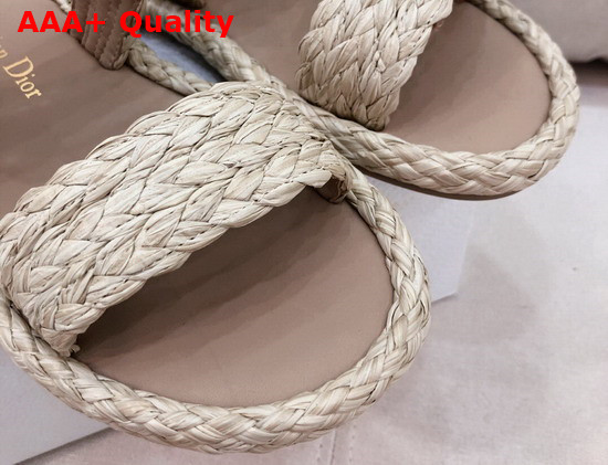 Dior Ocean Slide Jute Colored Braided Raffia Replica